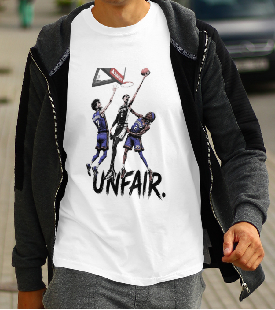 Unfair Victor Wembanyama San Antonio Spurs Chet Holmgren Shai Gilgeous Alexander Basketball Jump Contest T-Shirt