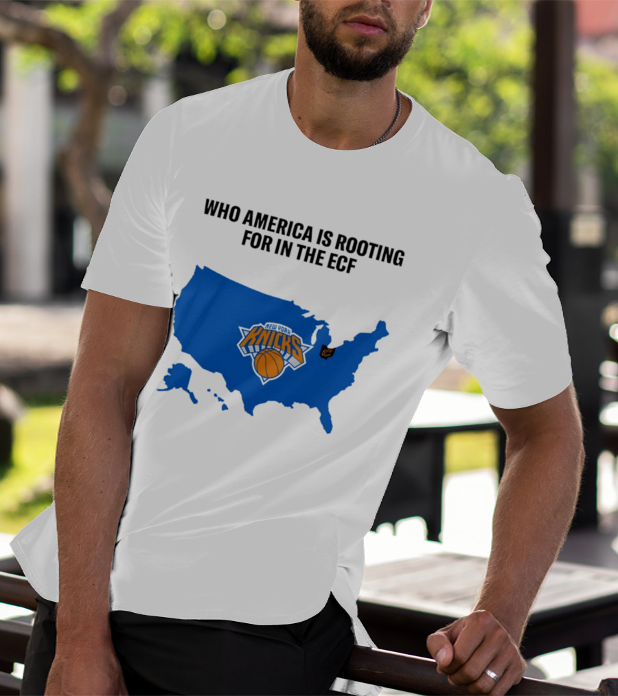 Who America Is Rooting For In The ECF Knicks USA Map Basketball T-Shirt