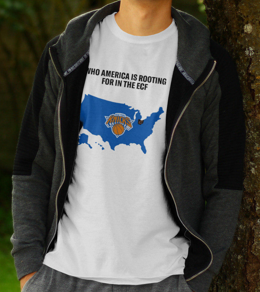 Who America Is Rooting For In The ECF Knicks USA Map Basketball T-Shirt