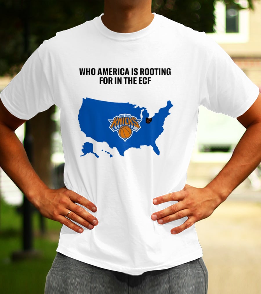 Who America Is Rooting For In The ECF Knicks USA Map Basketball T-Shirt