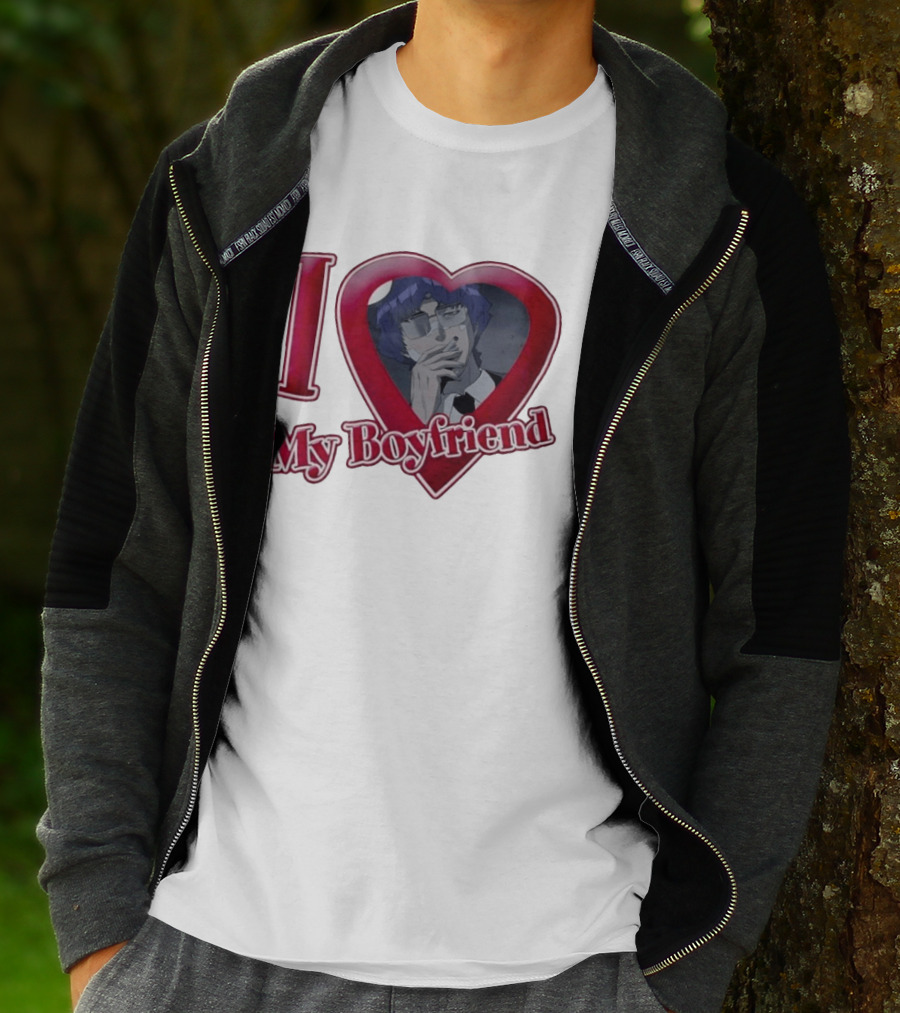 I Love My Boyfriend Heart Anime Style Wolf Keum Wind Breaker T-Shirt