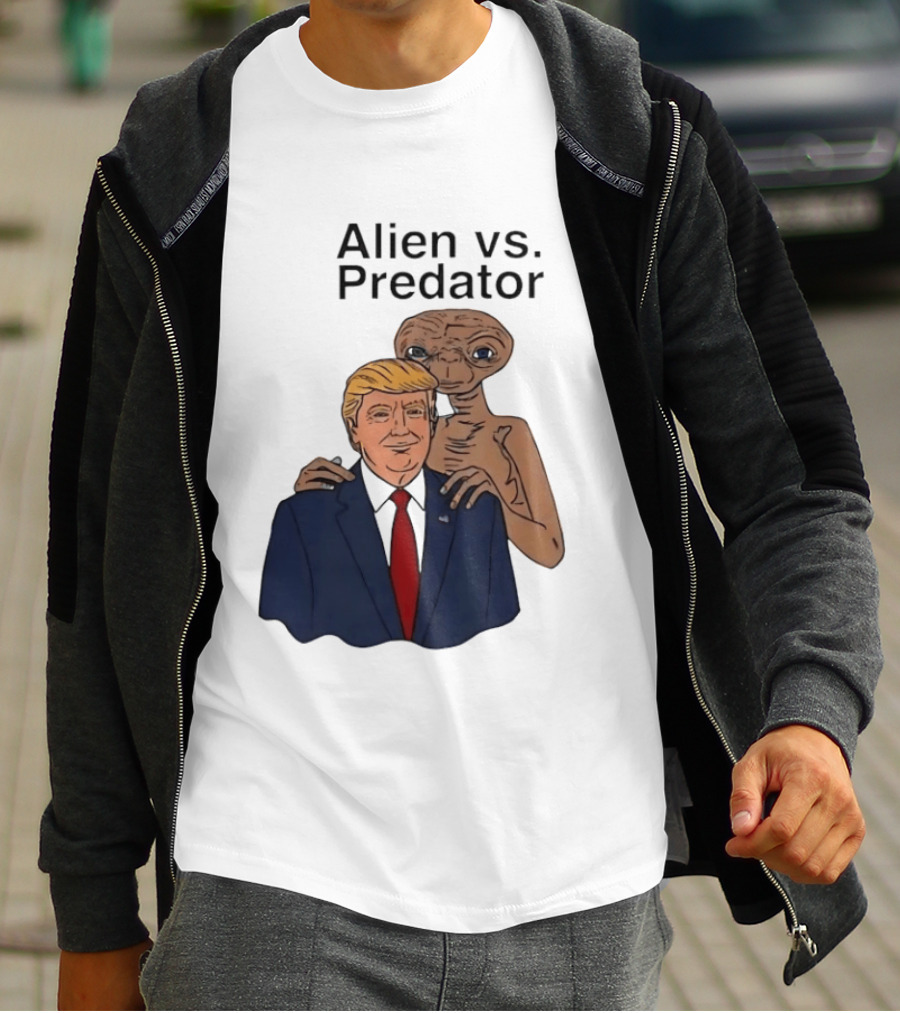 Alien Vs Predator Donald Trump ET Parody Fashion T-Shirt