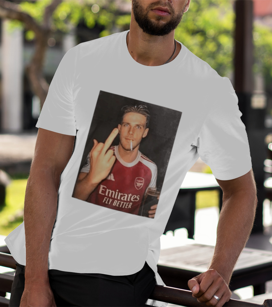 Emirates Fly Better Arsenal Middle Finger Smoking Soccer Player T-Shirt