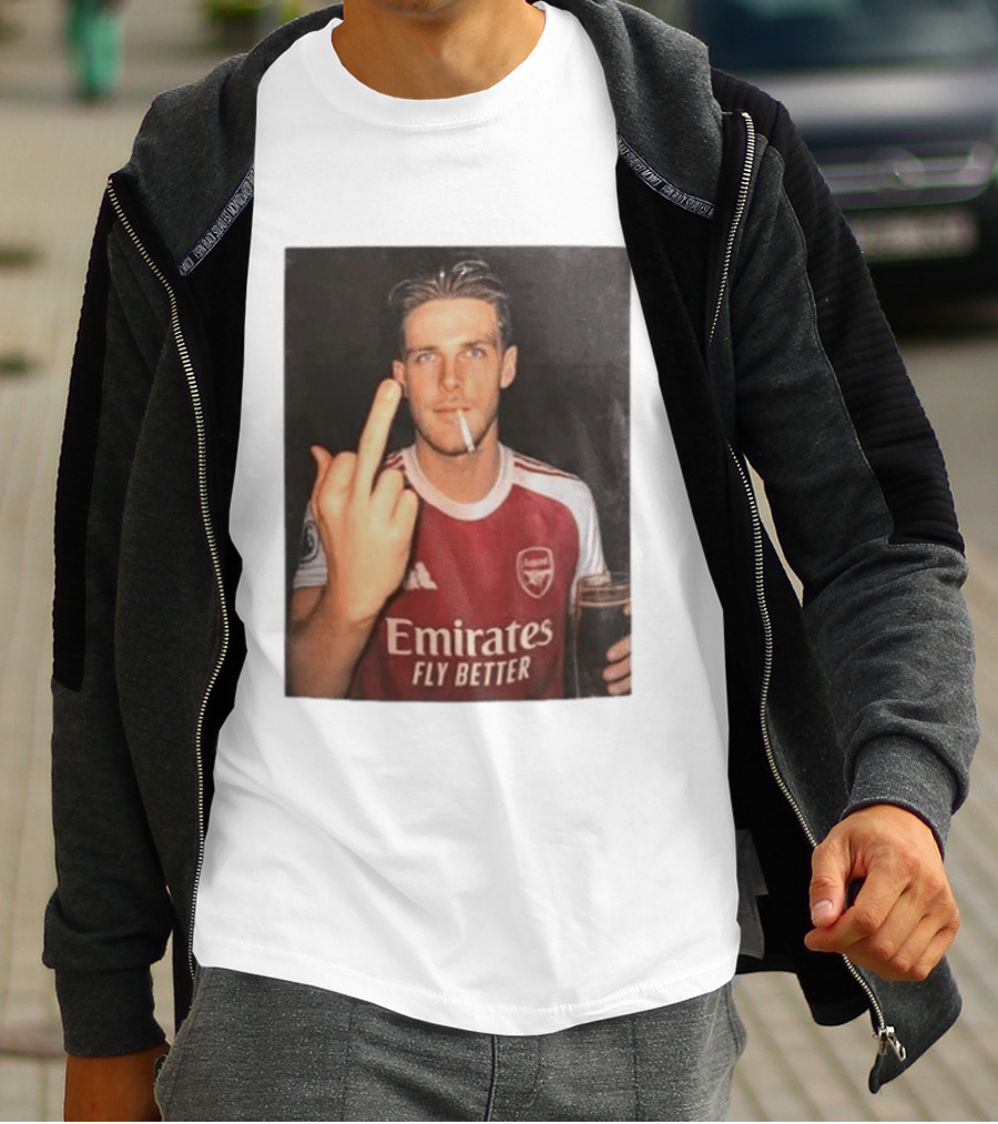 Emirates Fly Better Arsenal Middle Finger Smoking Soccer Player T-Shirt