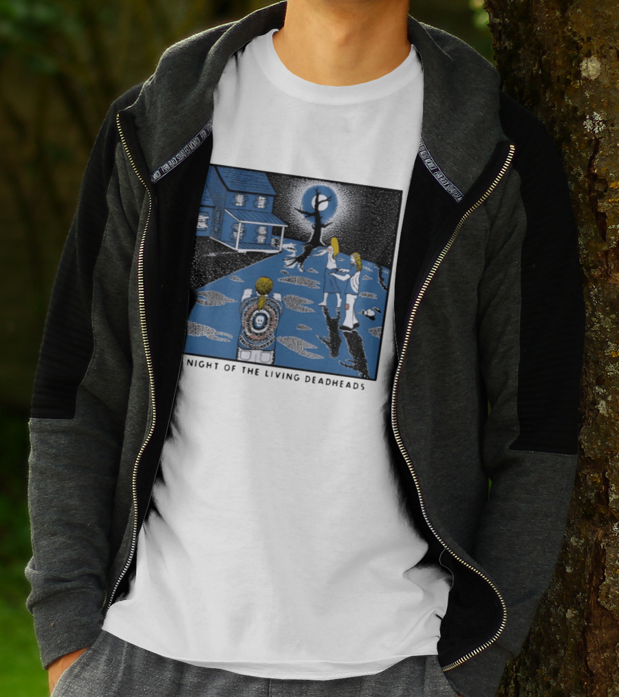 Ken Brown 90s Night Of The Living Deadheads House With Skull And Dancing Figures T-Shirt