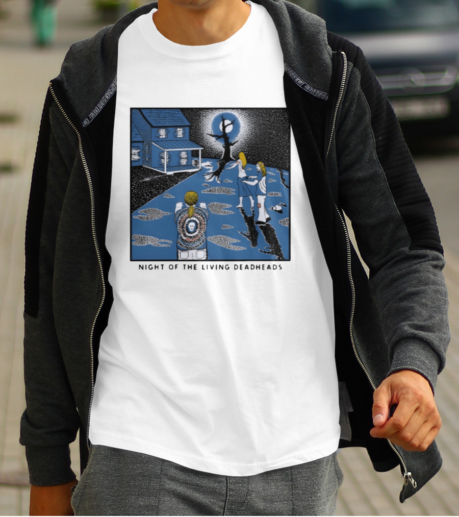 Ken Brown 90s Night Of The Living Deadheads House With Skull And Dancing Figures T-Shirt