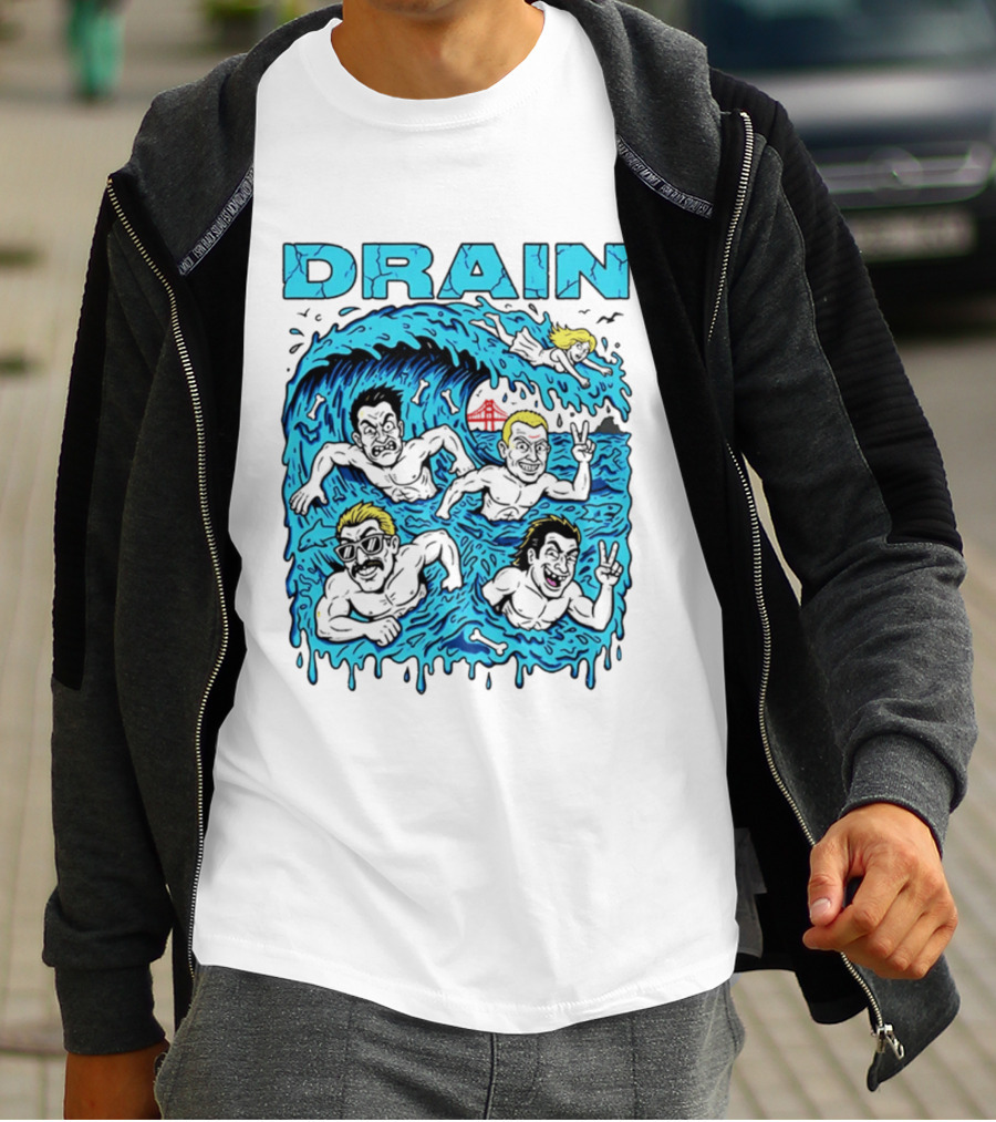 Drain Band Butthole Surfers Caricature Wave Surf T-Shirt