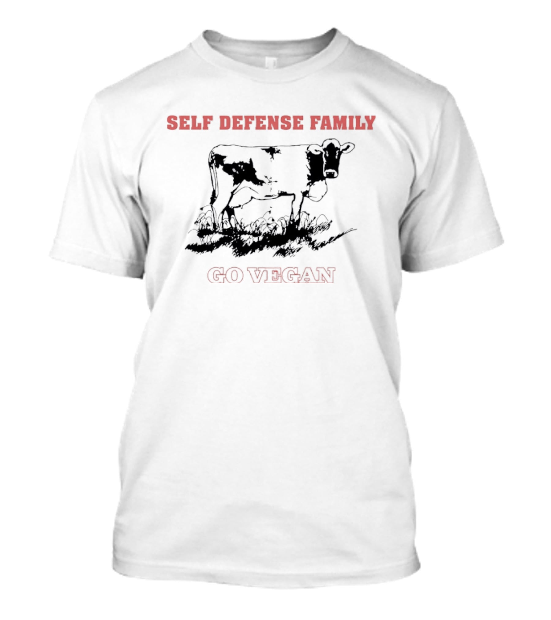 Self Defense Family Go Vegan Cow Farm Animal Activist T-Shirt