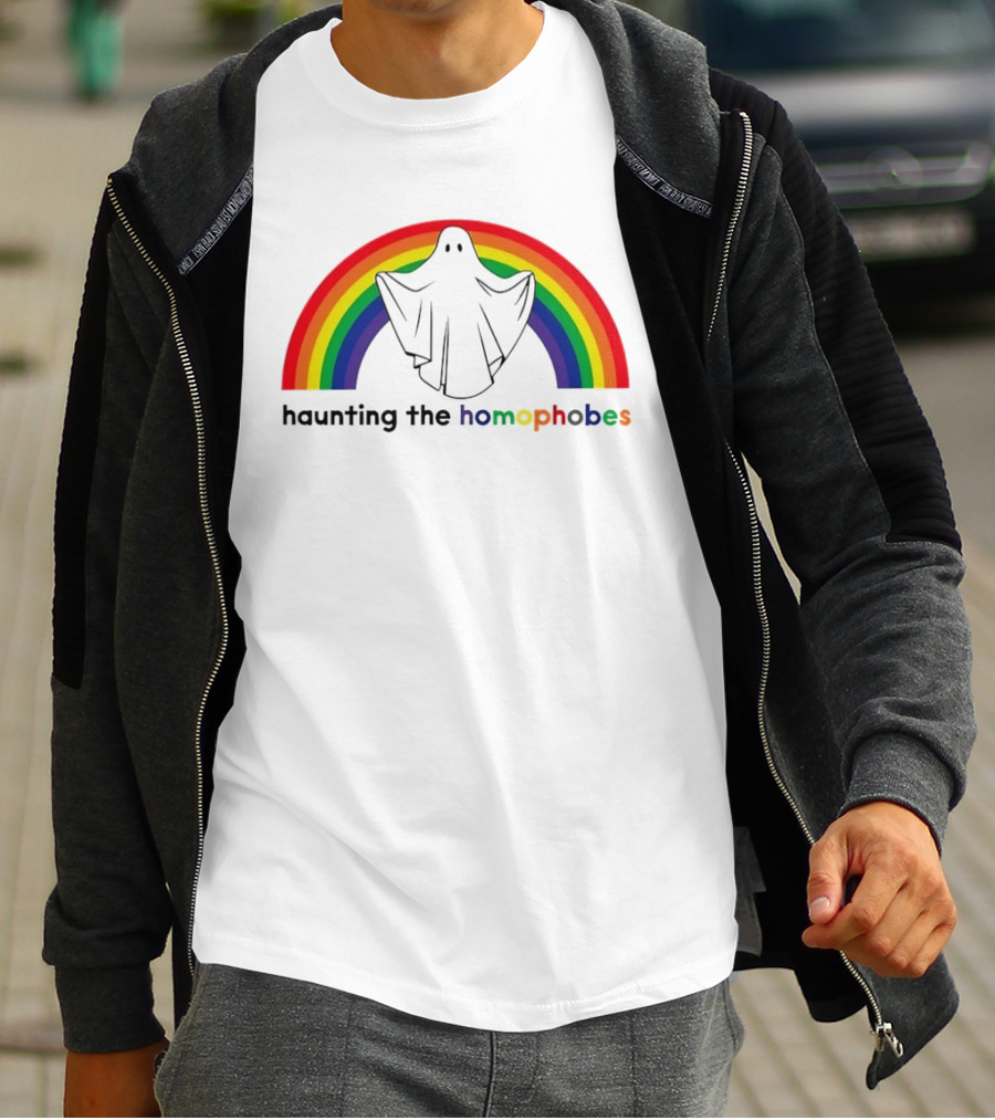 Haunting The Homephobes Rainbow Ghost Pride T-Shirt