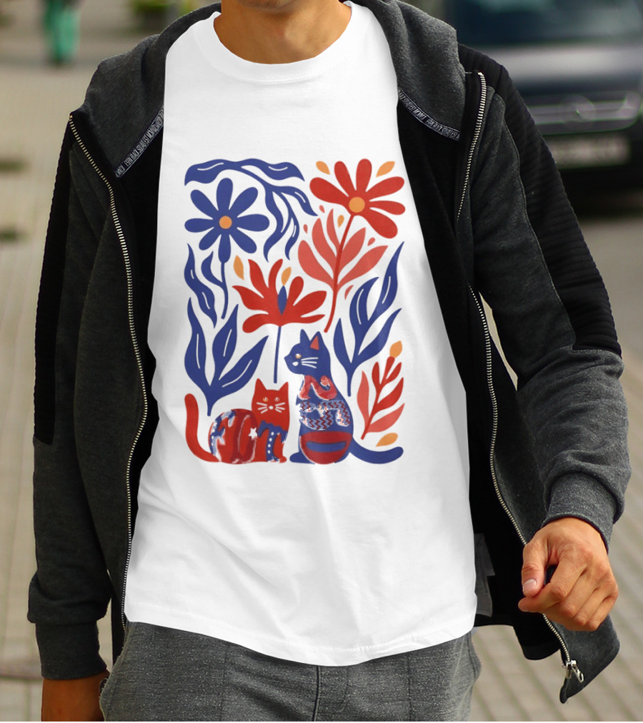 Subtle F Trump Cat Lover USA 250th Still Resisting Floral Cats T-Shirt