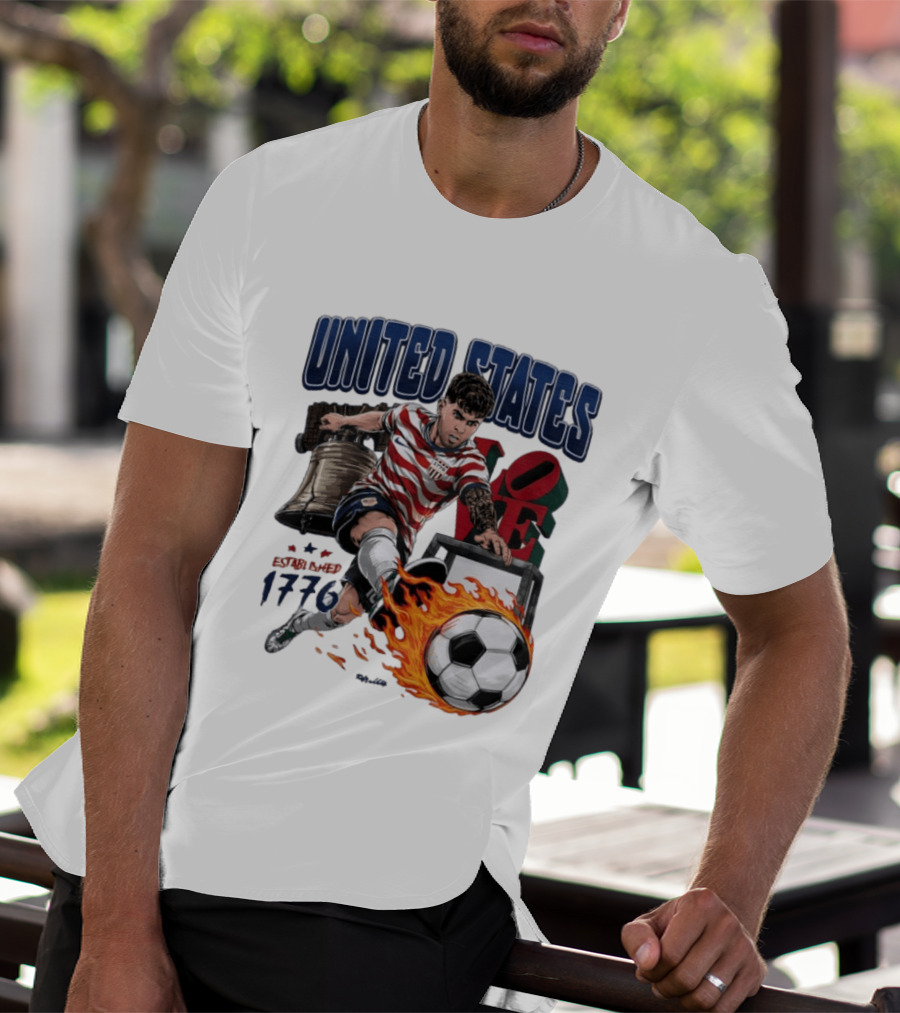 United States Love Park Philadelphia Soccer Player Liberty Bell 1776 T-Shirt