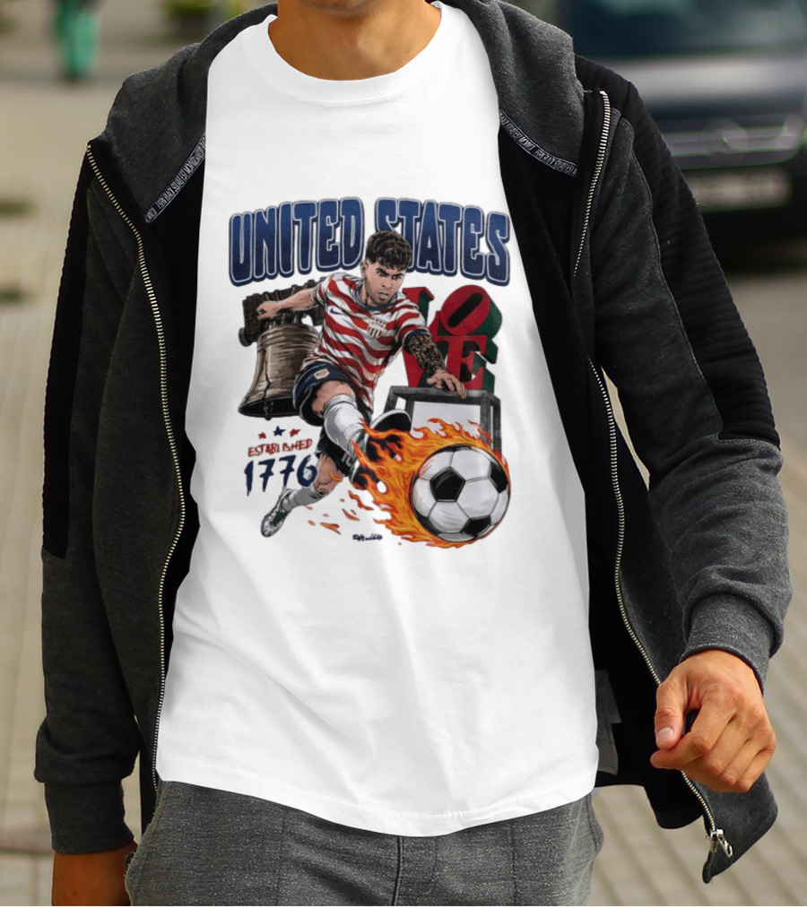 United States Love Park Philadelphia Soccer Player Liberty Bell 1776 T-Shirt