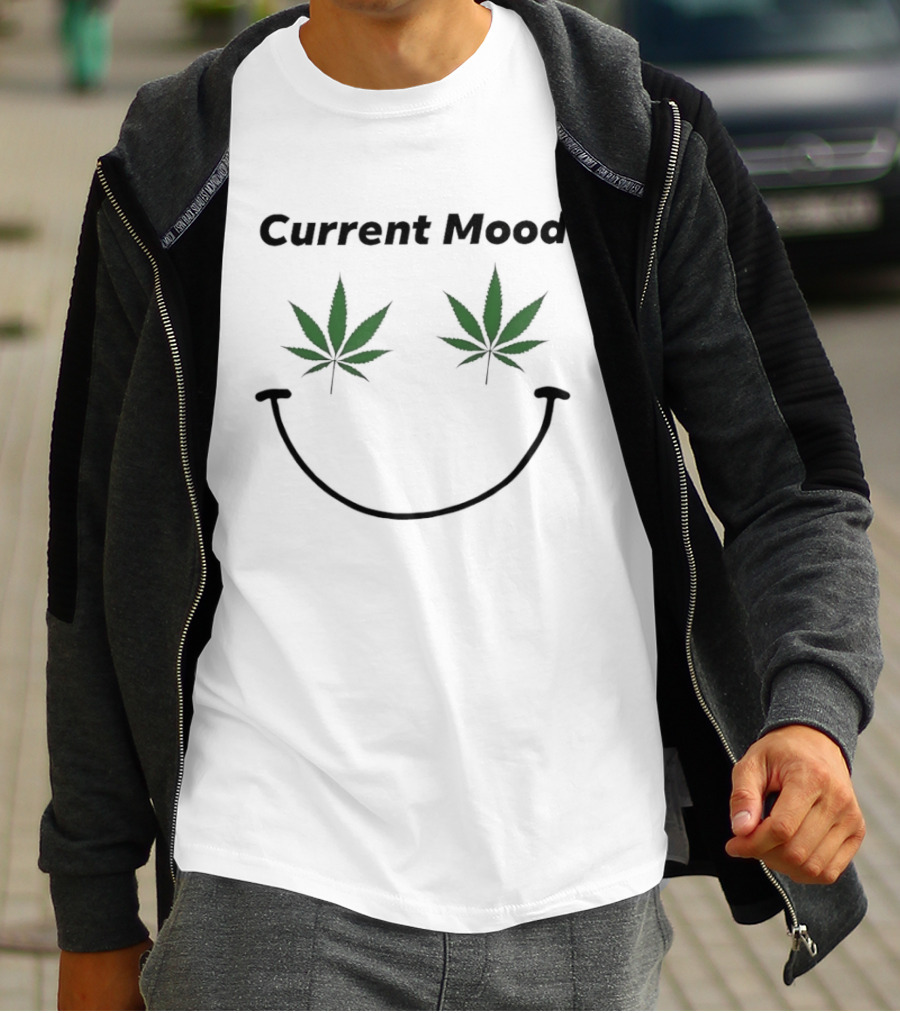 Current Mood Weed Smile Face Leafs T-Shirt