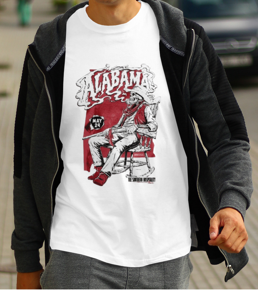 Alabama May 24 The Southern Hospitality Skeleton Cowboy T-Shirt