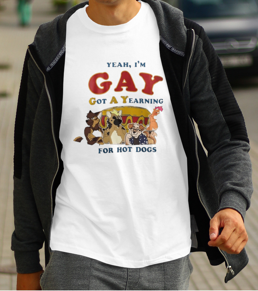 Yeah I'm GAY Got A Yearning For Hot Dogs Furry Characters T-Shirt