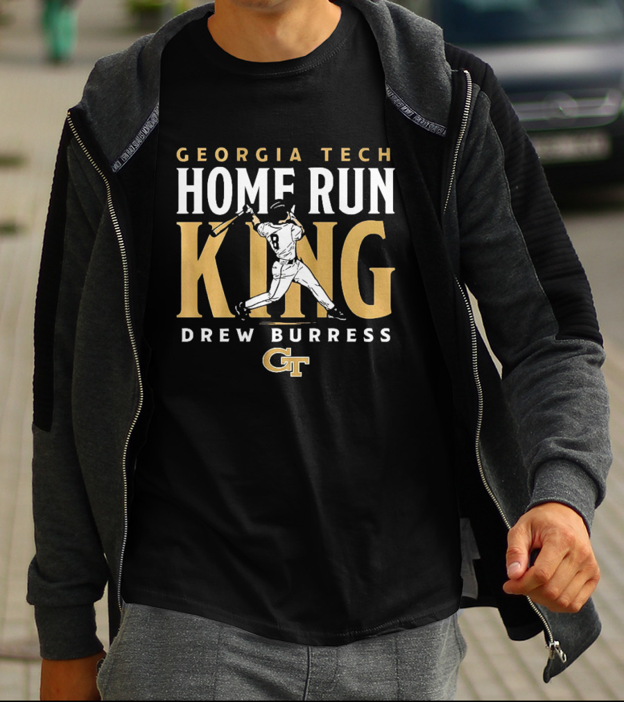 Georgia Tech Yellow Jackets Home Run King Drew Burress Baseball Gt T-Shirt