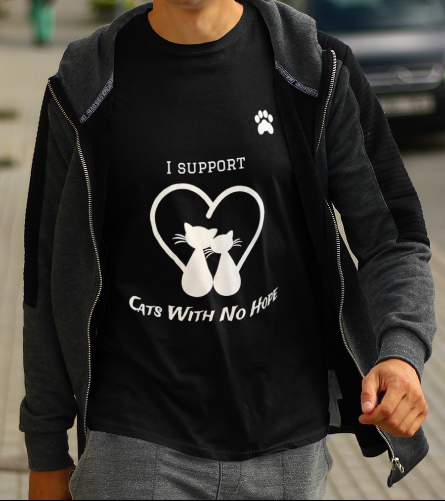 I Support Cats With No Home Heart Paw Feline Welfare Rescue Mission T-Shirt