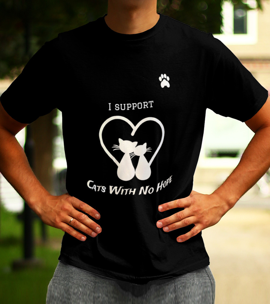 I Support Cats With No Home Heart Paw Feline Welfare Rescue Mission T-Shirt