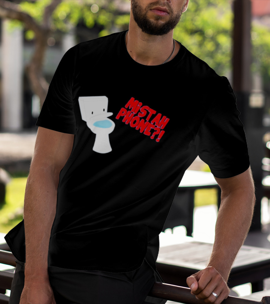 Mistah Phone Toilet Pun Illustration Humor T-Shirt