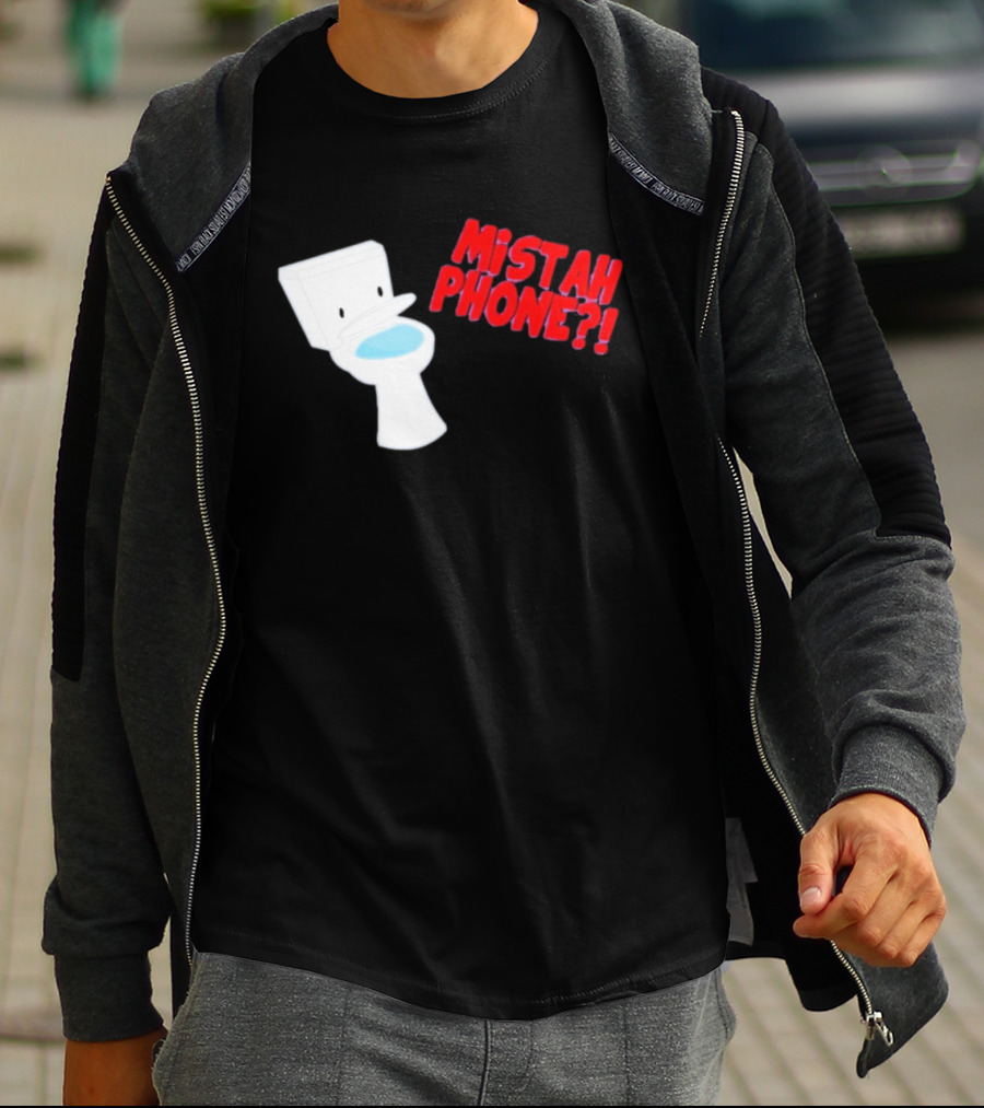 Mistah Phone Toilet Pun Illustration Humor T-Shirt