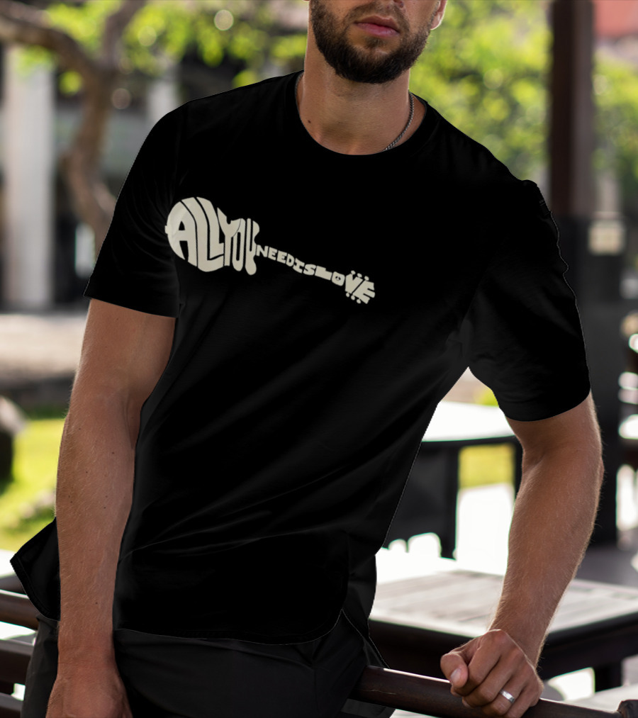 All You Need Is Love Peace And Music Guitar T-Shirt