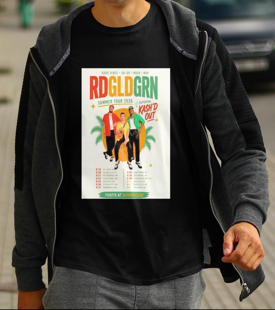 RDGLDGRN Summer Tour 2026 Good Vibes Go Go Rock Rap Supporting Kash'd Out T-Shirt