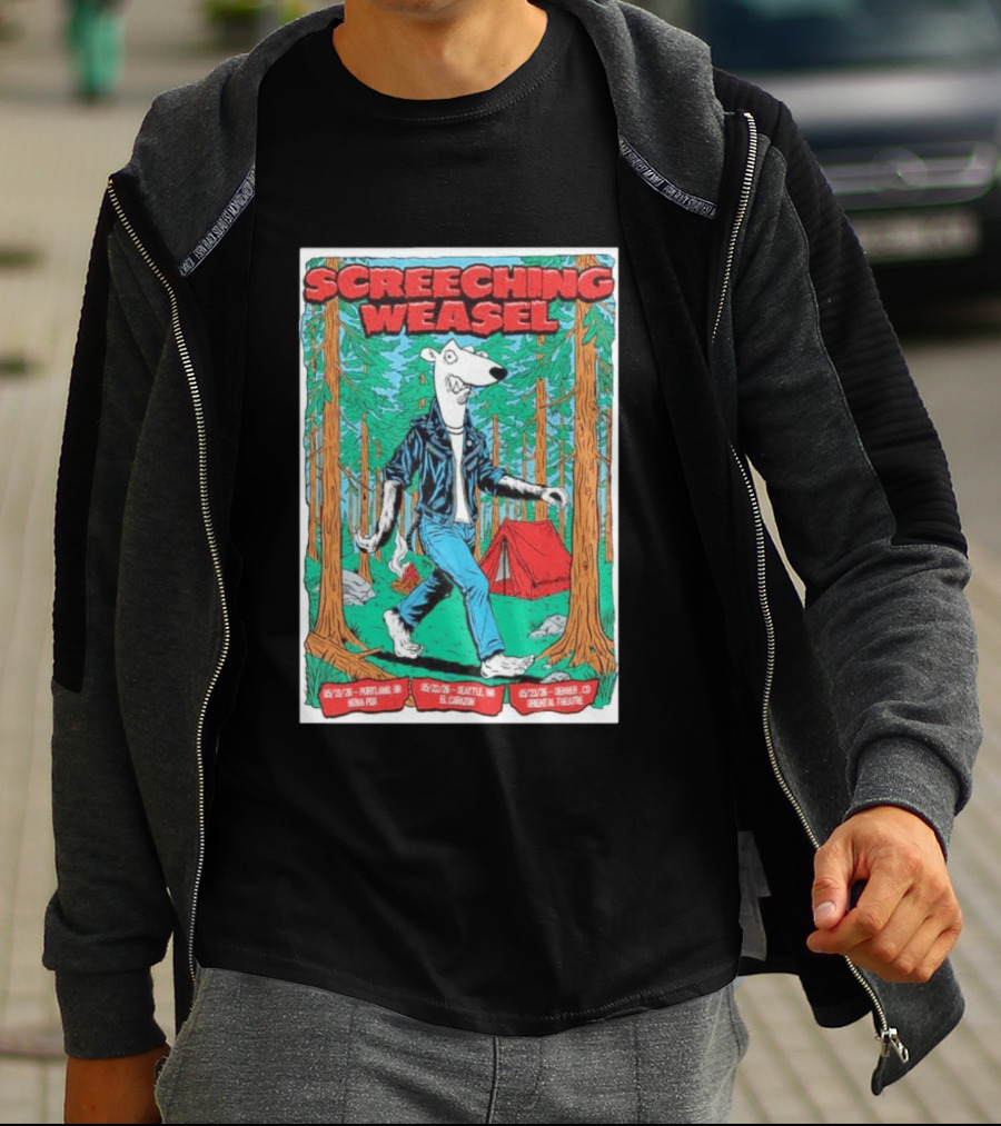 Screeching Weasel Punk Rocker Forest Weasel Tour Portland Seattle Denver T-Shirt