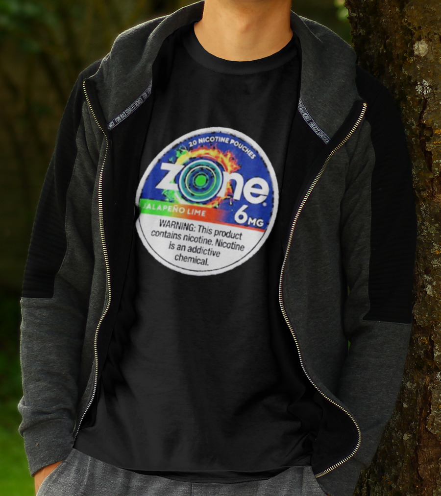 Zone 6 Nicotine Pouches Jalapeño Lime 6Mg Warning Contains Addictive Chemical T-Shirt