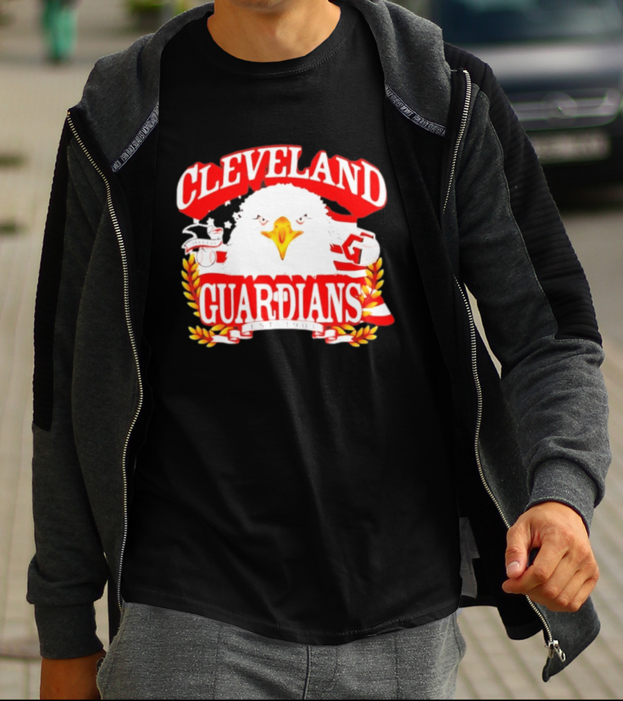 Cleveland Guardians Bald Eagle American Flag Baseball Est 1901 T-Shirt