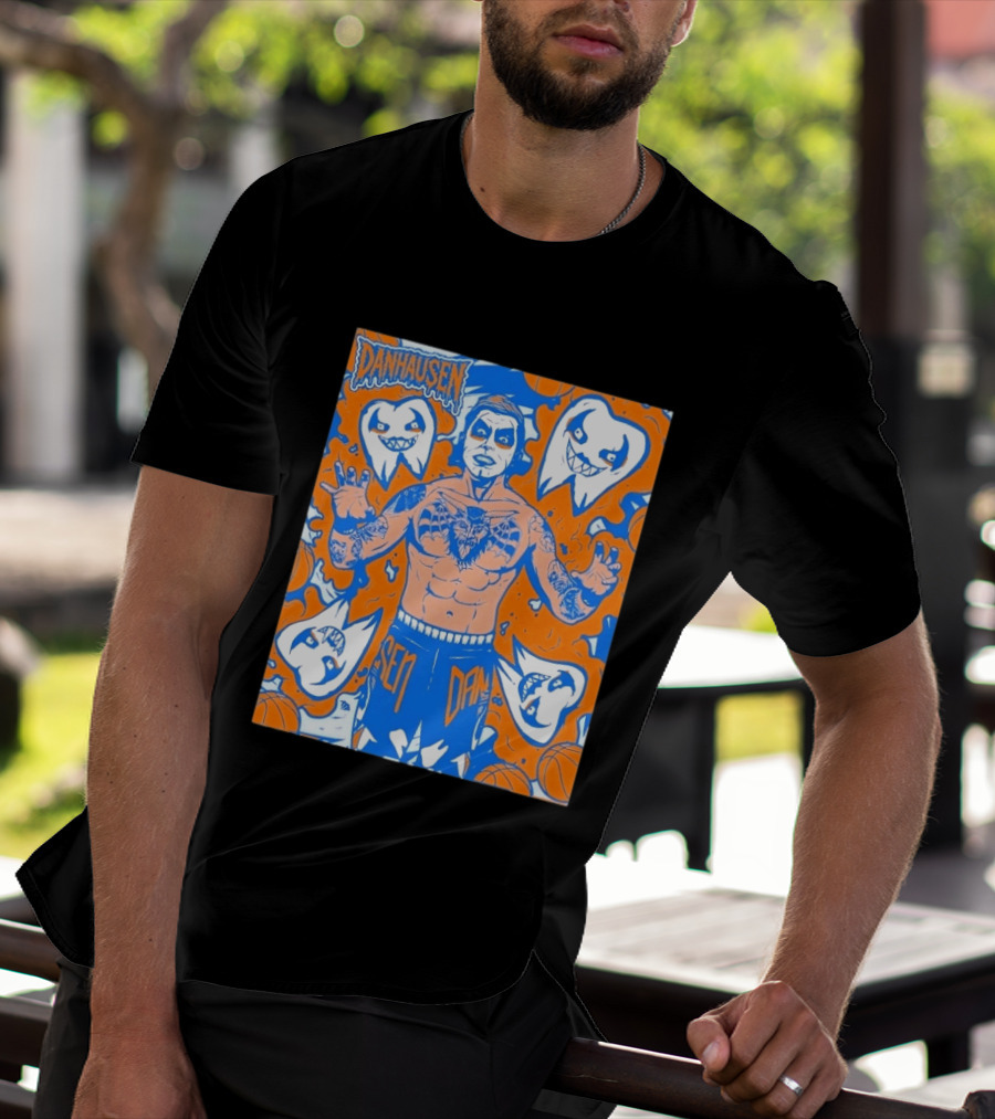 New York Knicks Danhausen Collaboration Uncursed Cartoon T-Shirt