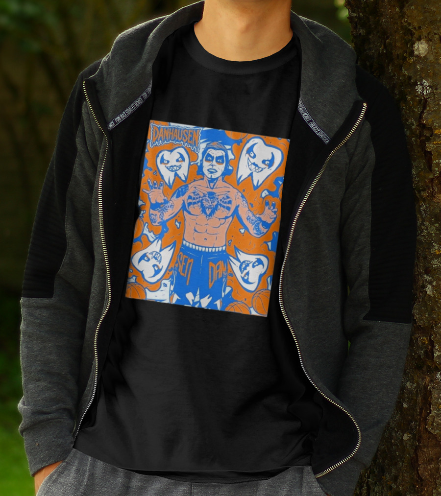 New York Knicks Danhausen Collaboration Uncursed Cartoon T-Shirt