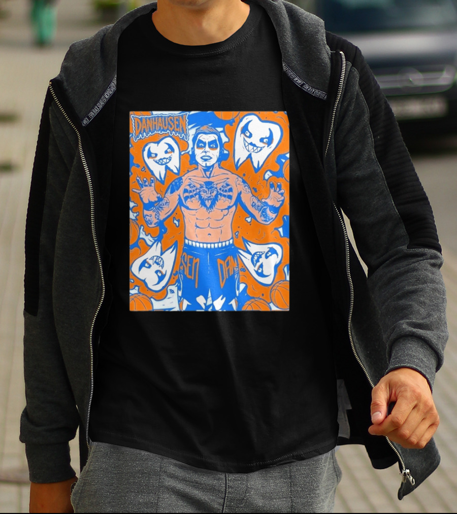 New York Knicks Danhausen Collaboration Uncursed Cartoon T-Shirt