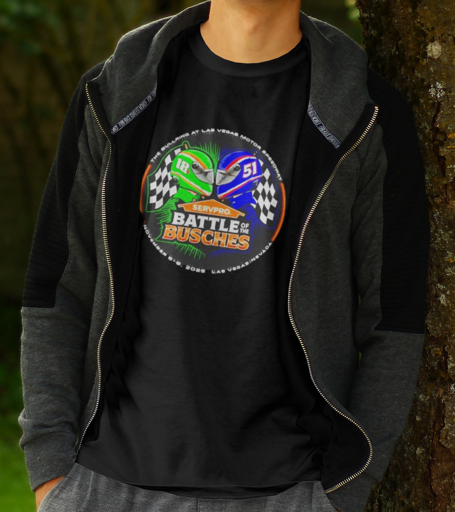 SERVPRO Battle Of The Busches Las Vegas Motor Speedway November 2023 Racing Helmets 18 Vs 51 Checkered Flags T-Shirt