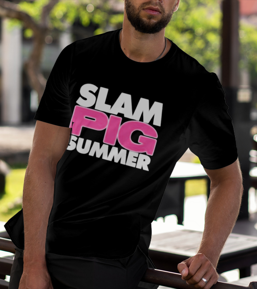 Slam Pig Summer Bold Pink Text Trend T-Shirt
