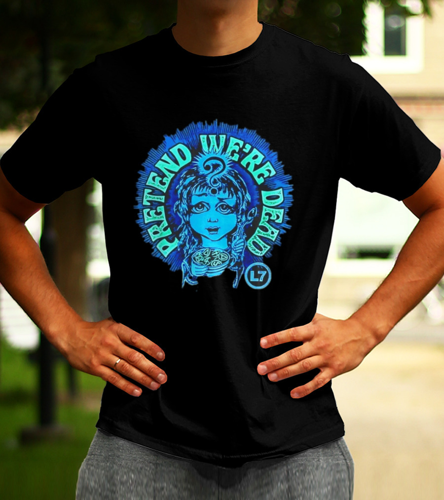 L7 Pretend We're Dead Blue Comic T-Shirt