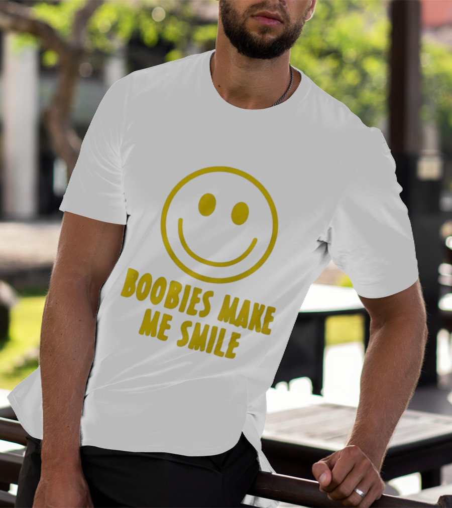 Boobies Make Me Smile Yellow Smiley Face T-Shirt