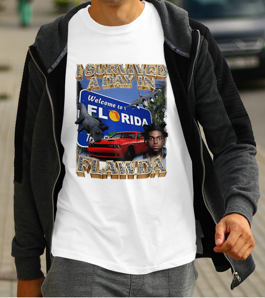 I Survived A Day In Flawda Welcome To Florida Dodge Jet Manatee Adventure T-Shirt