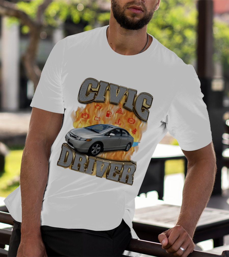 Civic Driver Flames Car T-Shirt