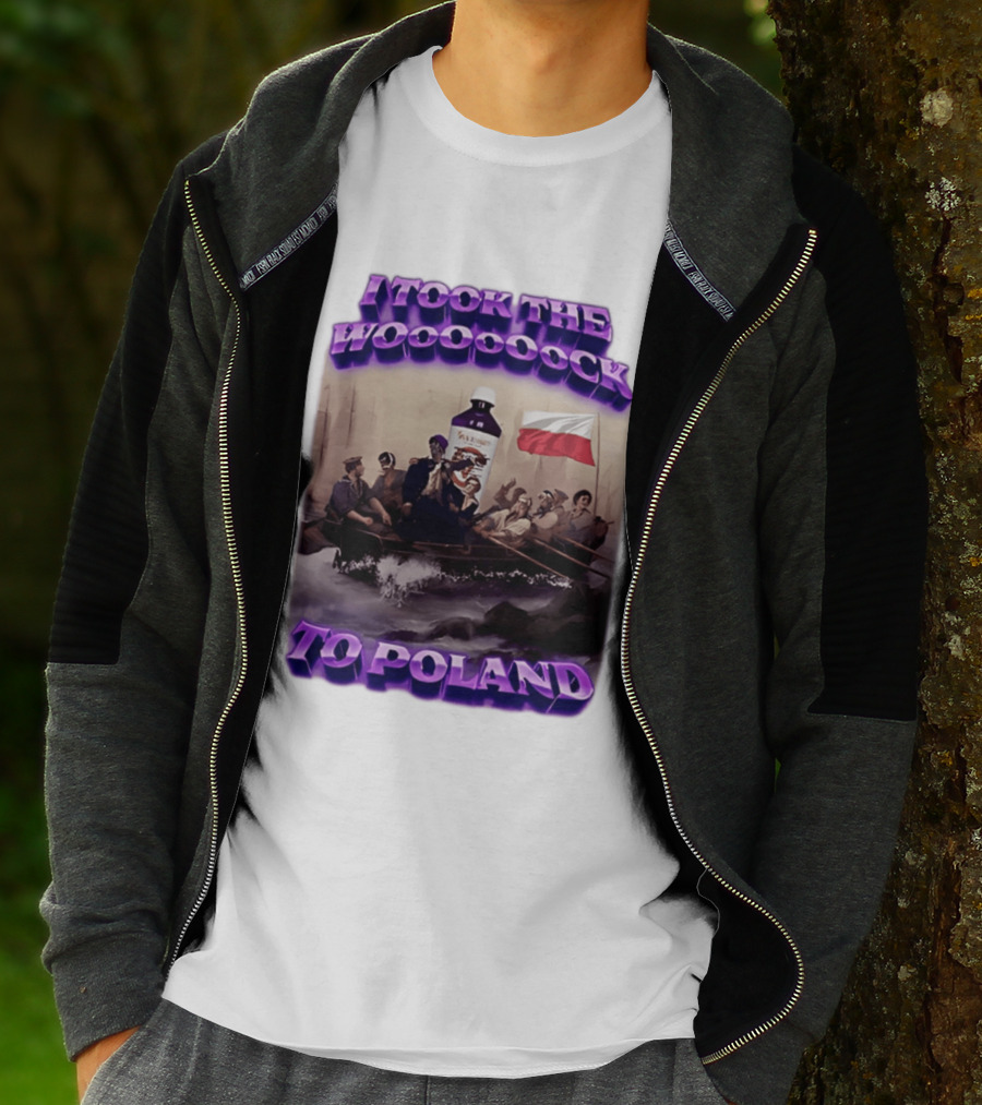 I Took The Wock To Poland Bold Letters Polish Flag Boat Scene T-Shirt