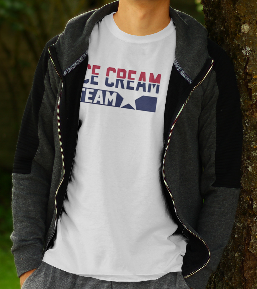 ICE CREAM TEAM Text With Red And Blue Block Lettering T-Shirt