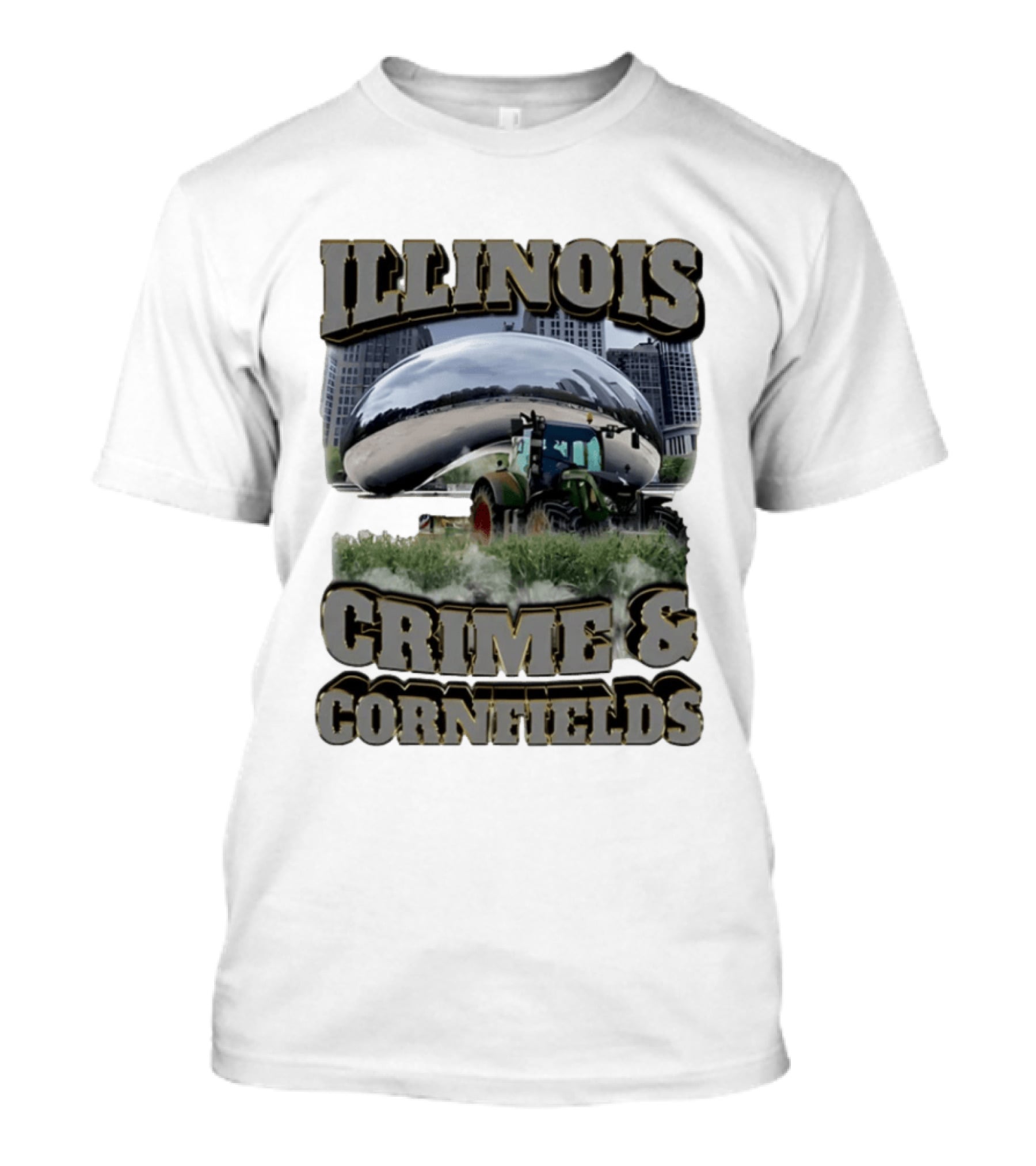 Illinois Crime & Cornfields Cloud Gate Tractor Scenery T-Shirt