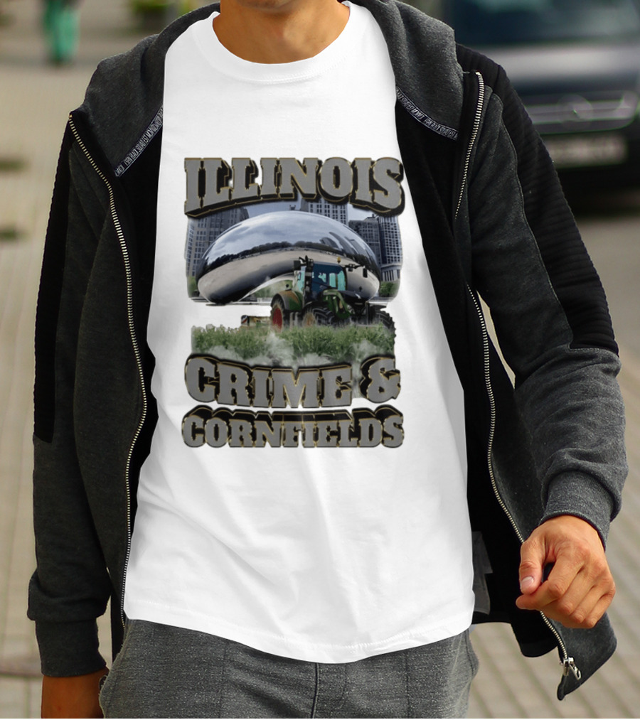 Illinois Crime & Cornfields Cloud Gate Tractor Scenery T-Shirt