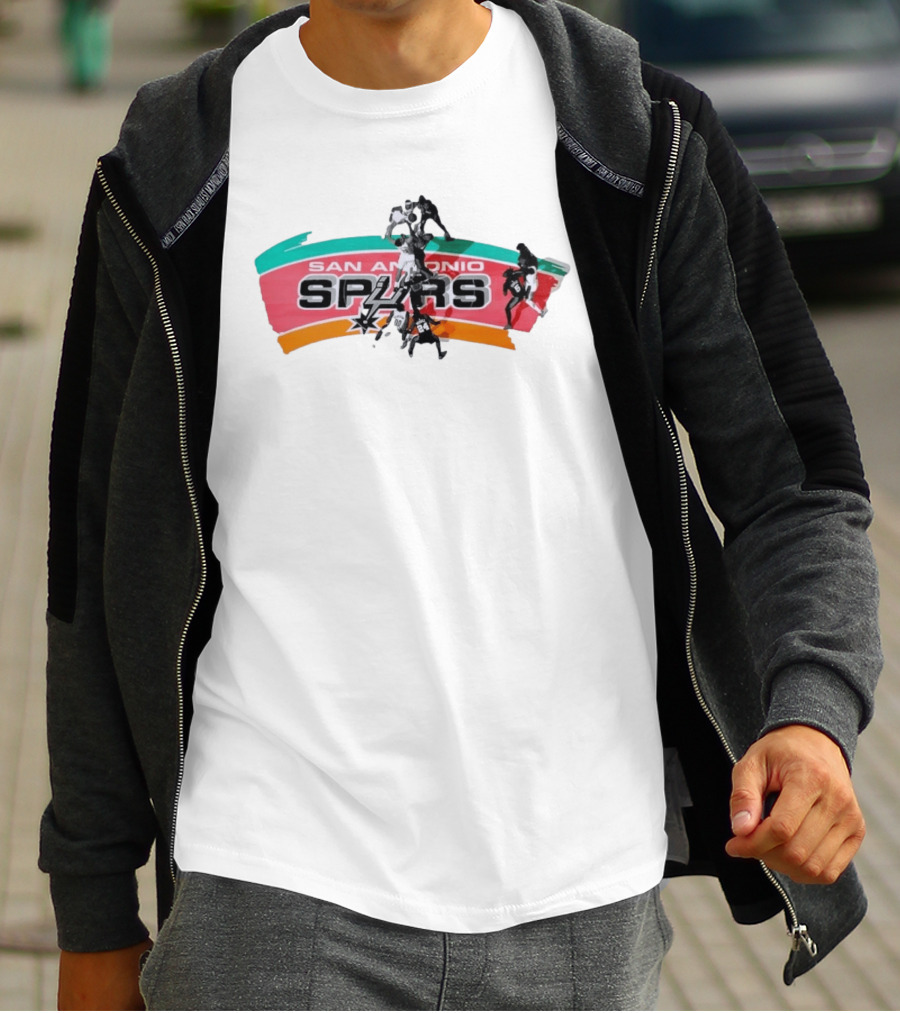San Antonio Spurs Basketball Team Action Shot T-Shirt