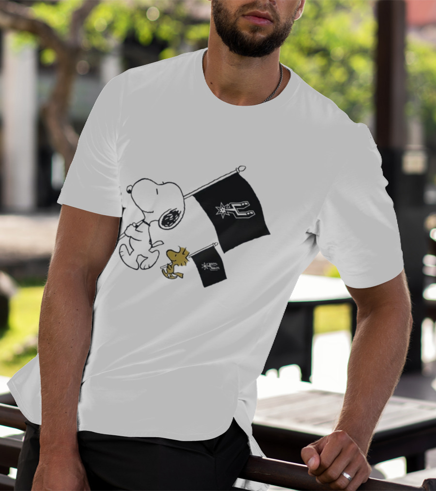 Snoopy Woodstock San Antonio Spurs Flags Peanuts NBA Fan T-Shirt