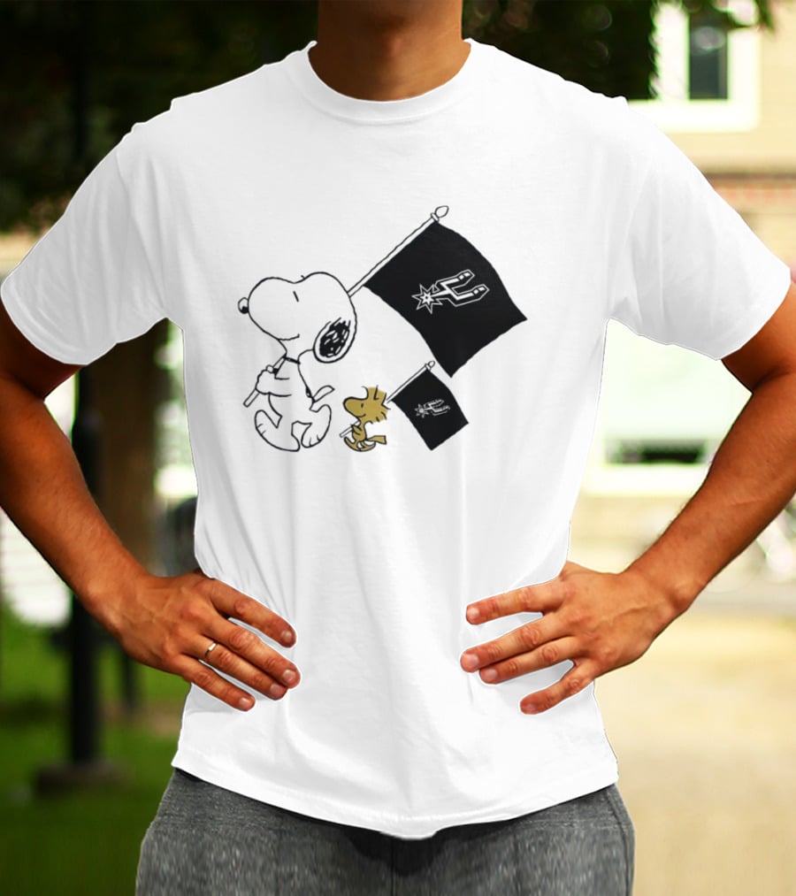 Snoopy Woodstock San Antonio Spurs Flags Peanuts NBA Fan T-Shirt