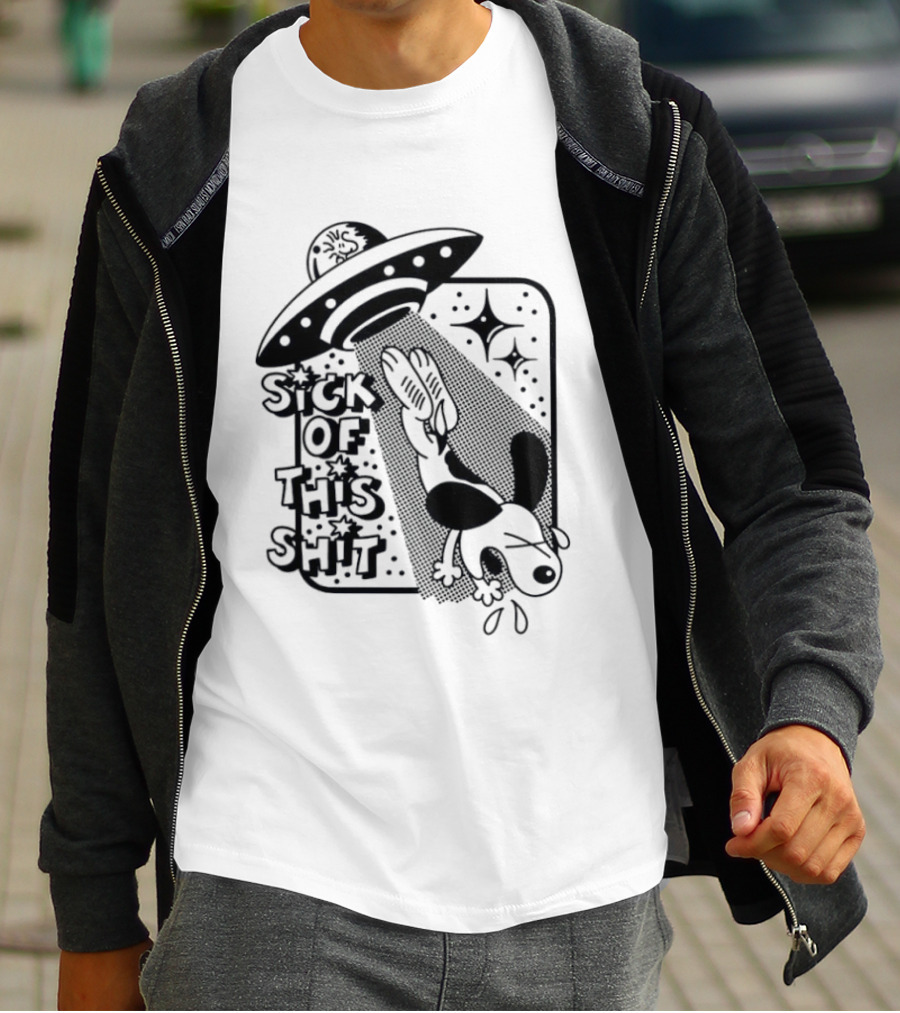 Snoopy Gets Abducted Sick Of This Shit UFO T-Shirt