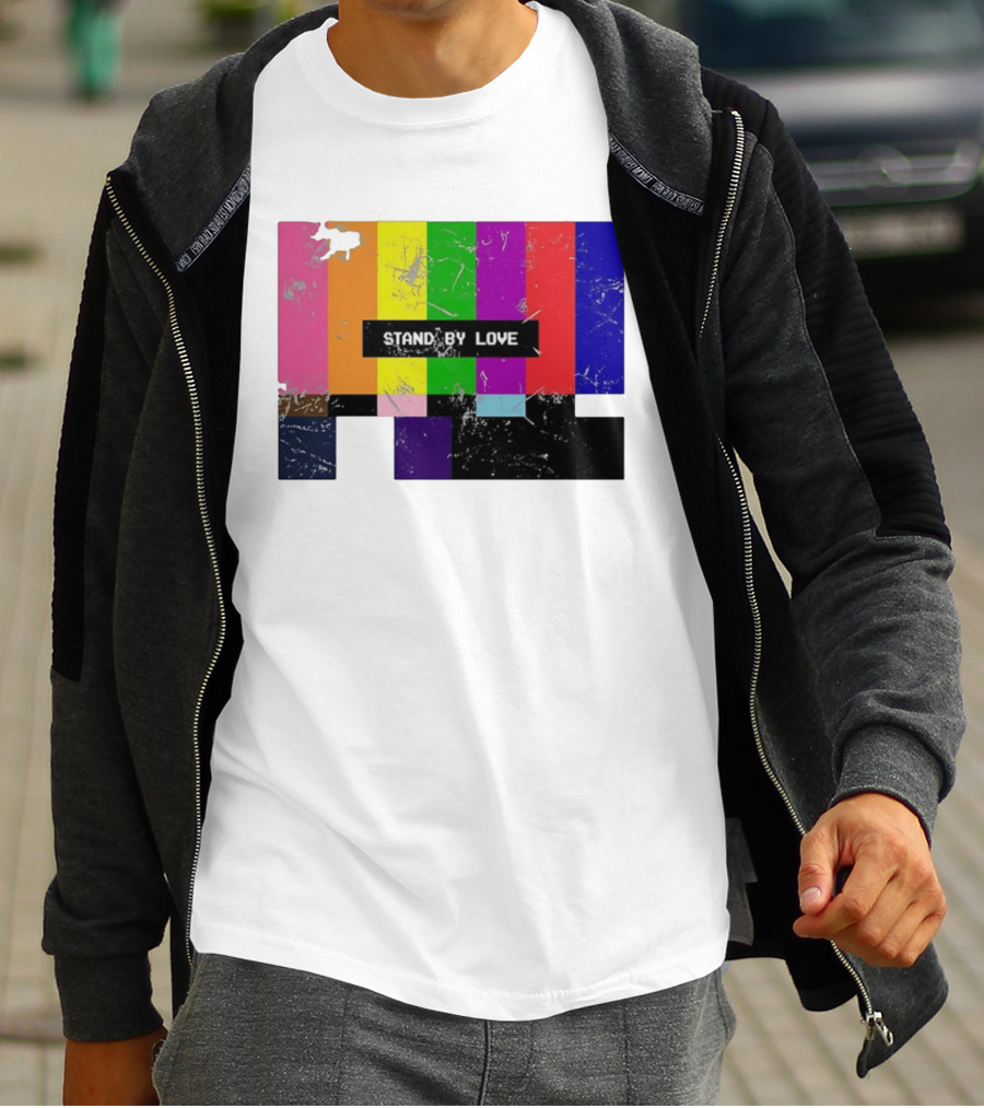 Stand By Love Retro TV Rainbow Pride Multicolor Lines T-Shirt