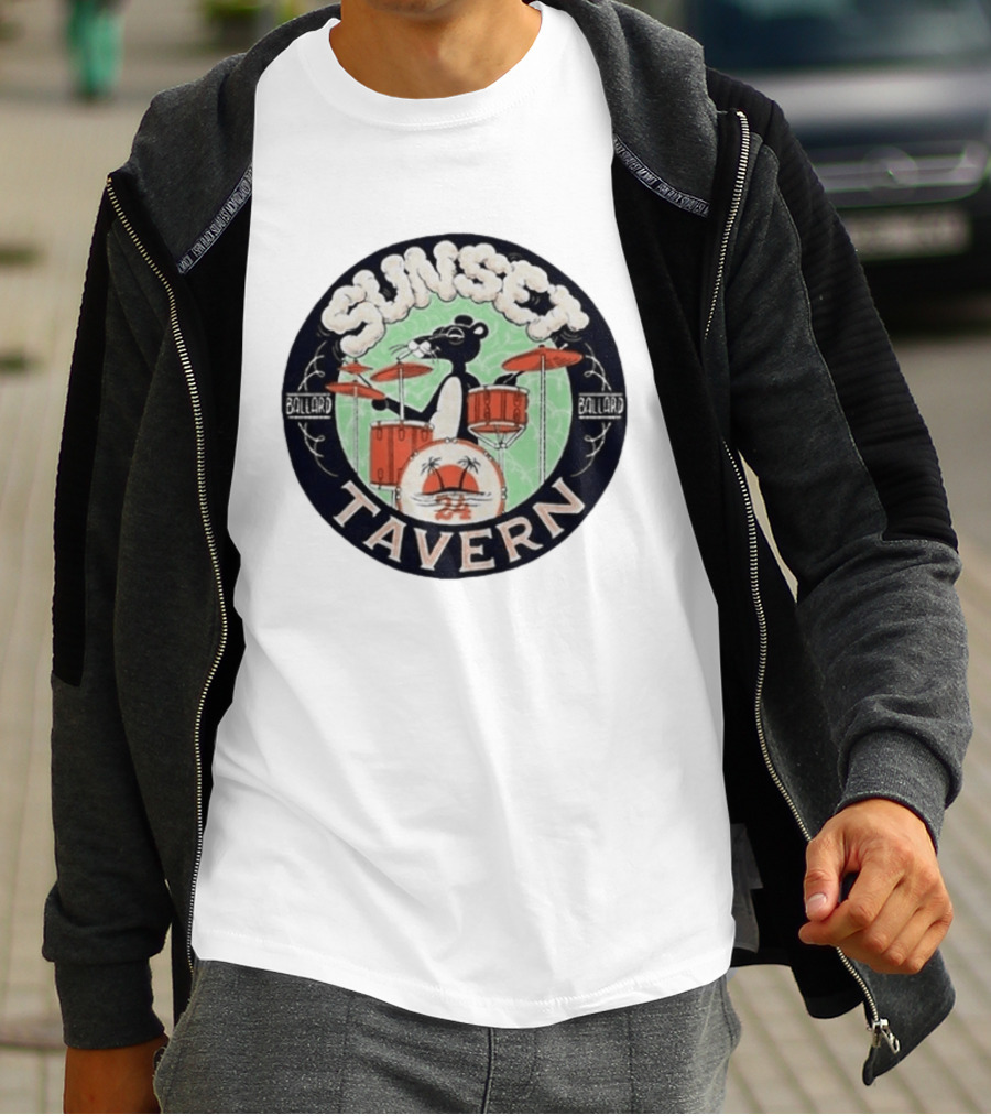Sunset Tavern Ballard Drumming Bear 24th Anniversary Party Limited Edition T-Shirt