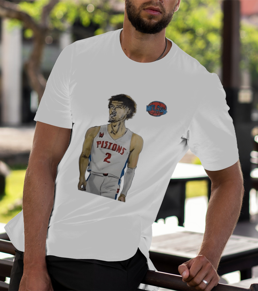Cade Cunningham Welcome Detroit Pistons Hand Drawn Basketball Player Number 2 T-Shirt