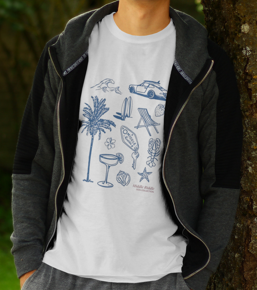 The Coastal Sheer 2026 Summer Collection Palm Waves Surfing Suntanning Chilling Ocean Daze Adventure T-Shirt